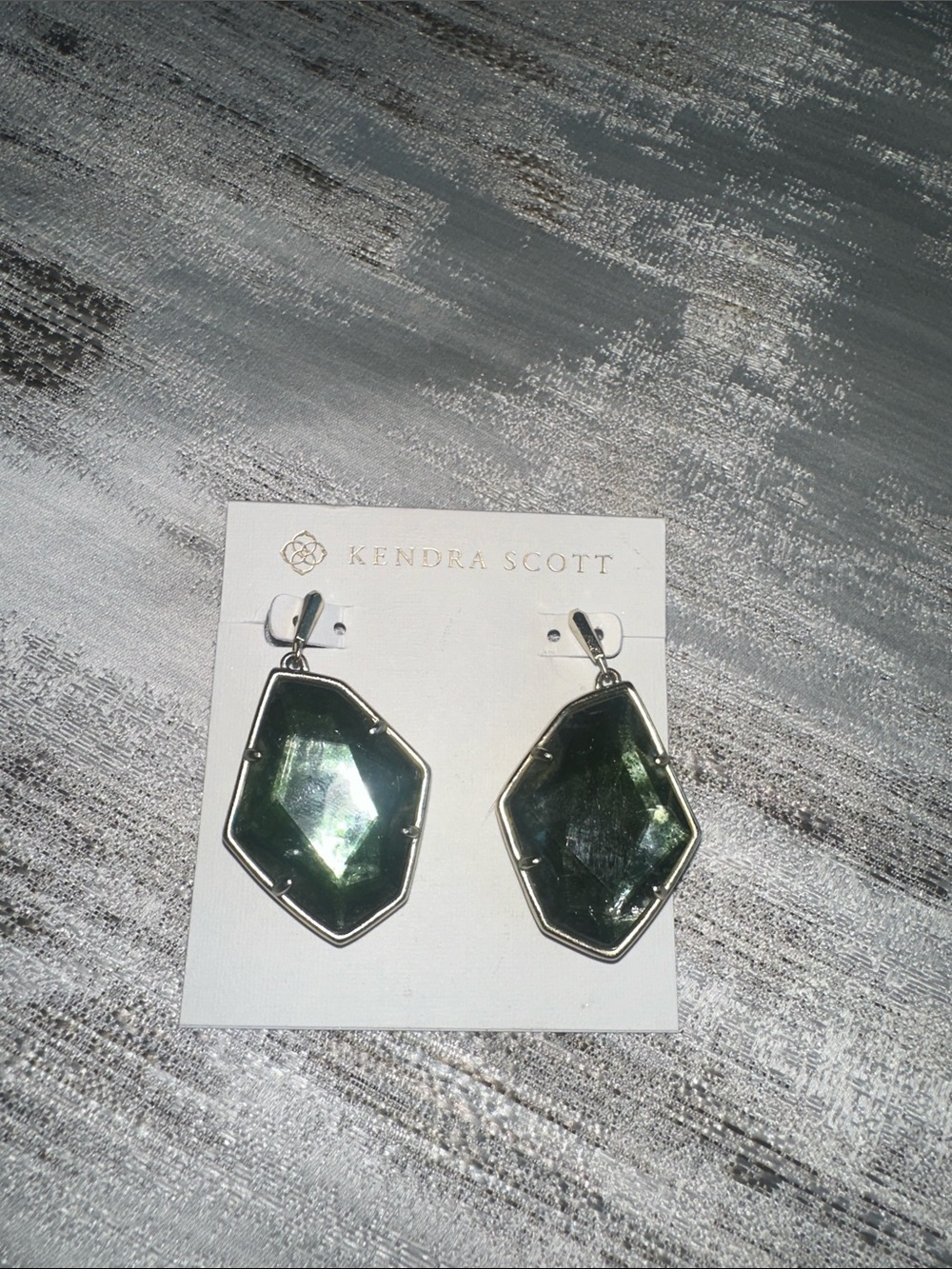 Kendra Scott Olive Green Faceted Elle Drop Earrings